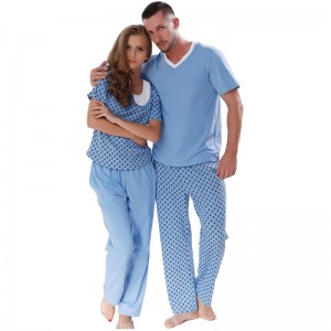 Set di pigiama in cotone con stampa di coppia