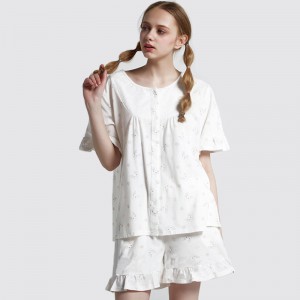 Set pigiama Single Jersey in cotone-spandex stampato da donna